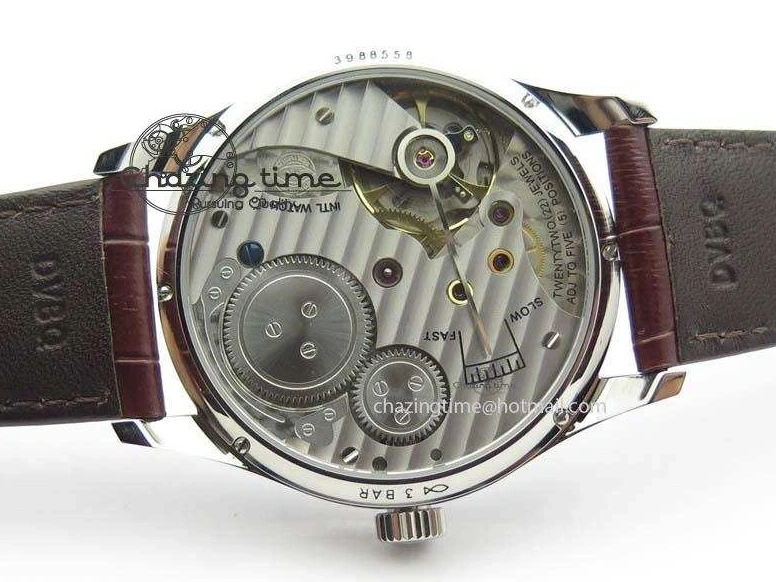MIROTIME 0331 Sustainable Portuguese IW5444 SS White Dial RG Numbers On Brown Leather Strap A 7256